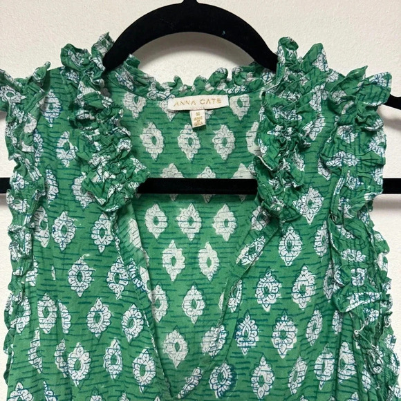 EUC $215 Anna Cate Morgan Mini Dress - Block Print Mini Ruffle Tiered Preppy - Picture 7 of 8